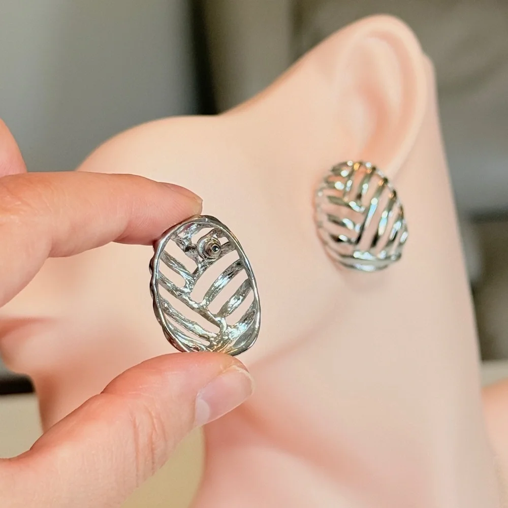 Silver Statement Stud Earrings